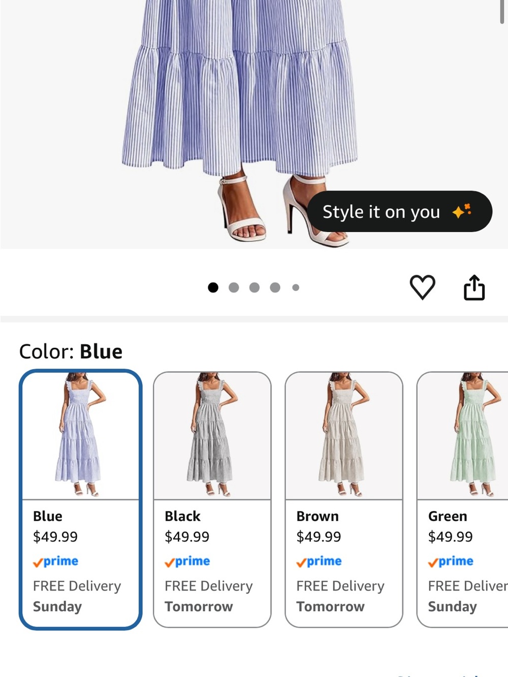 Blue and White Striped Sleeveless Tiered Midi Dress - Picture 5 of 5